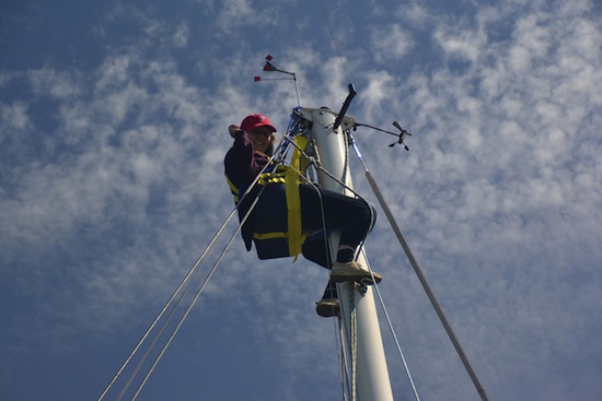 Jane sorts out Aurai's forestay